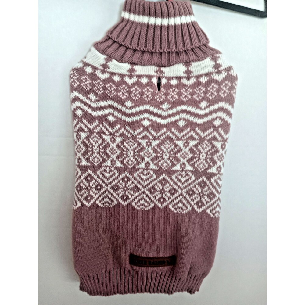 Eddie Bauer Pet Sweater Dog Sz M Pink/White Print NWT
